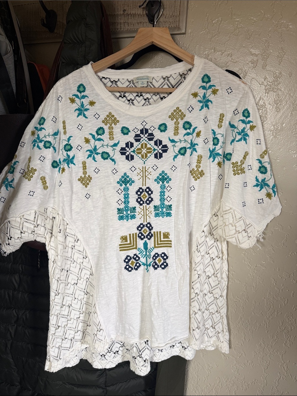 Sundance Embroidered Blouse Top XL